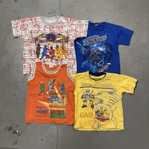 LOT OF 4 Vintage Power Rangers / Spider-Man 2000s Baby Boys Shirts,‎ 90s RARE